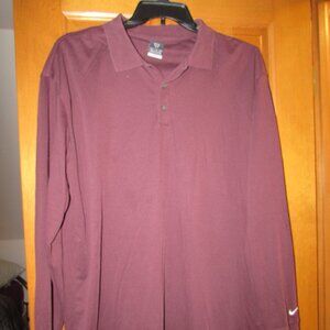 Nike Dri-Fit Golf Long Sleeve Maroon Polo Size XL